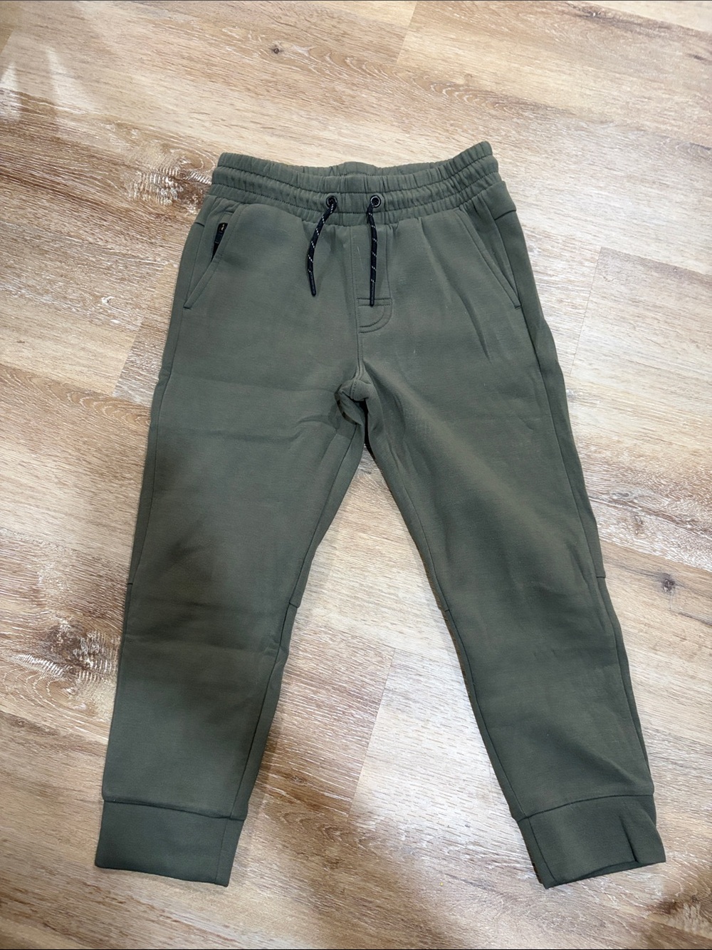 Kids Olive Green Jogger Pants with Drawstring Waist